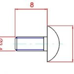 Schéma technique vis Ø3.40 - 6-32 UNC x 8 mm Tête bombée pour boîtier PC
