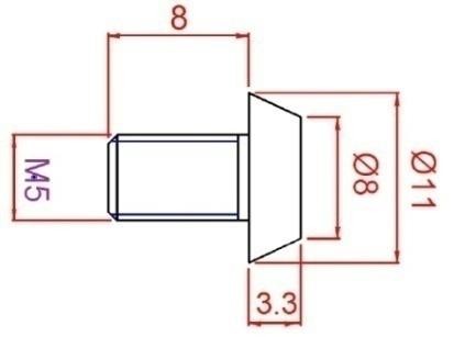 Schéma vis M5 x 8 (Ø5) acier tête cônique