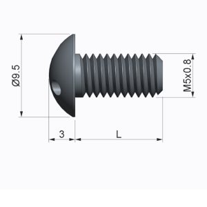 Vis M5 x 16 - Inox - Tête bombée - 3 trous – Image 2
